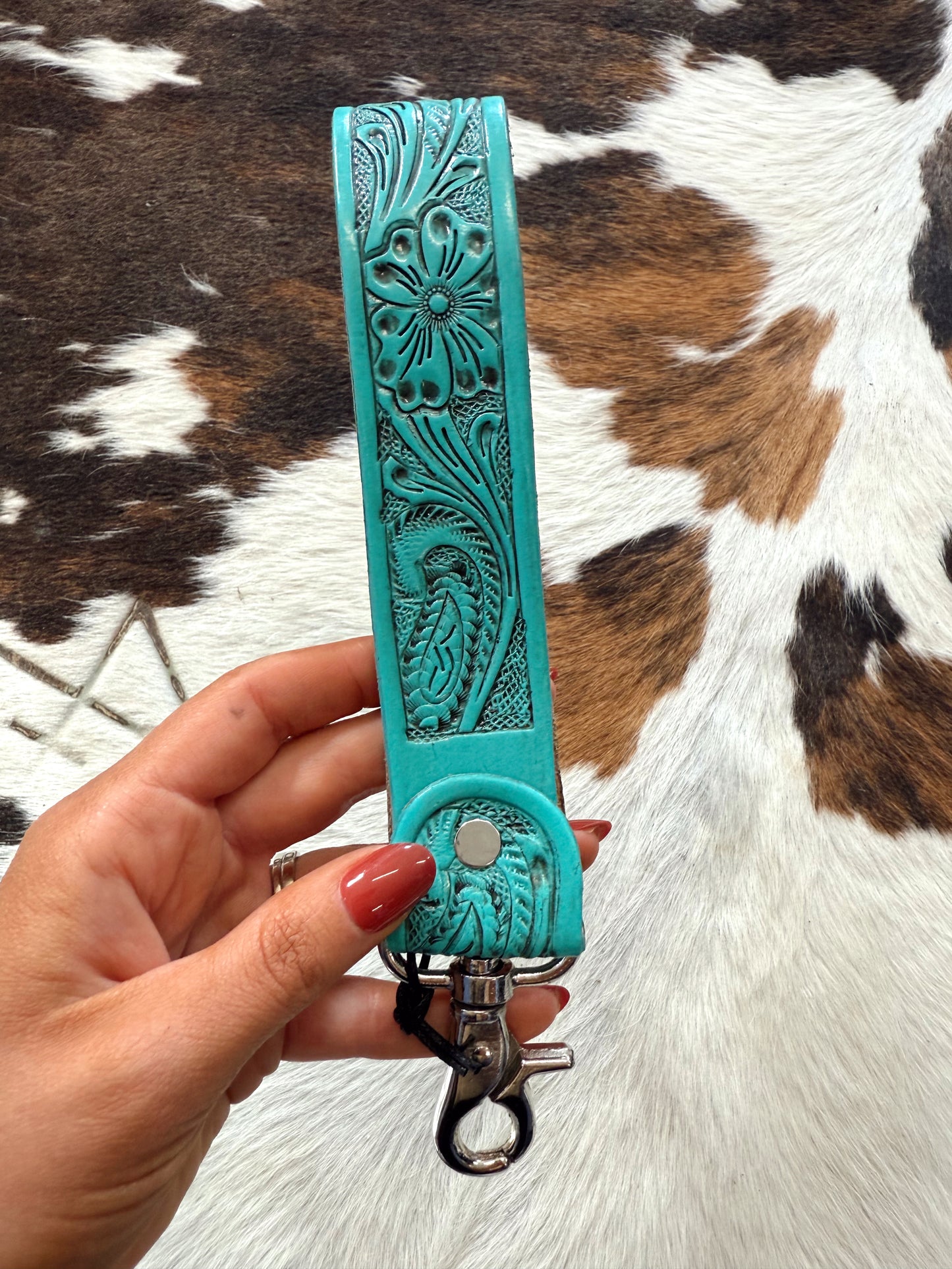 Turquoise Tooled Keychain