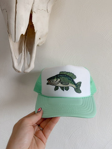 "BEDAZZLED" FISH CAP: MINT