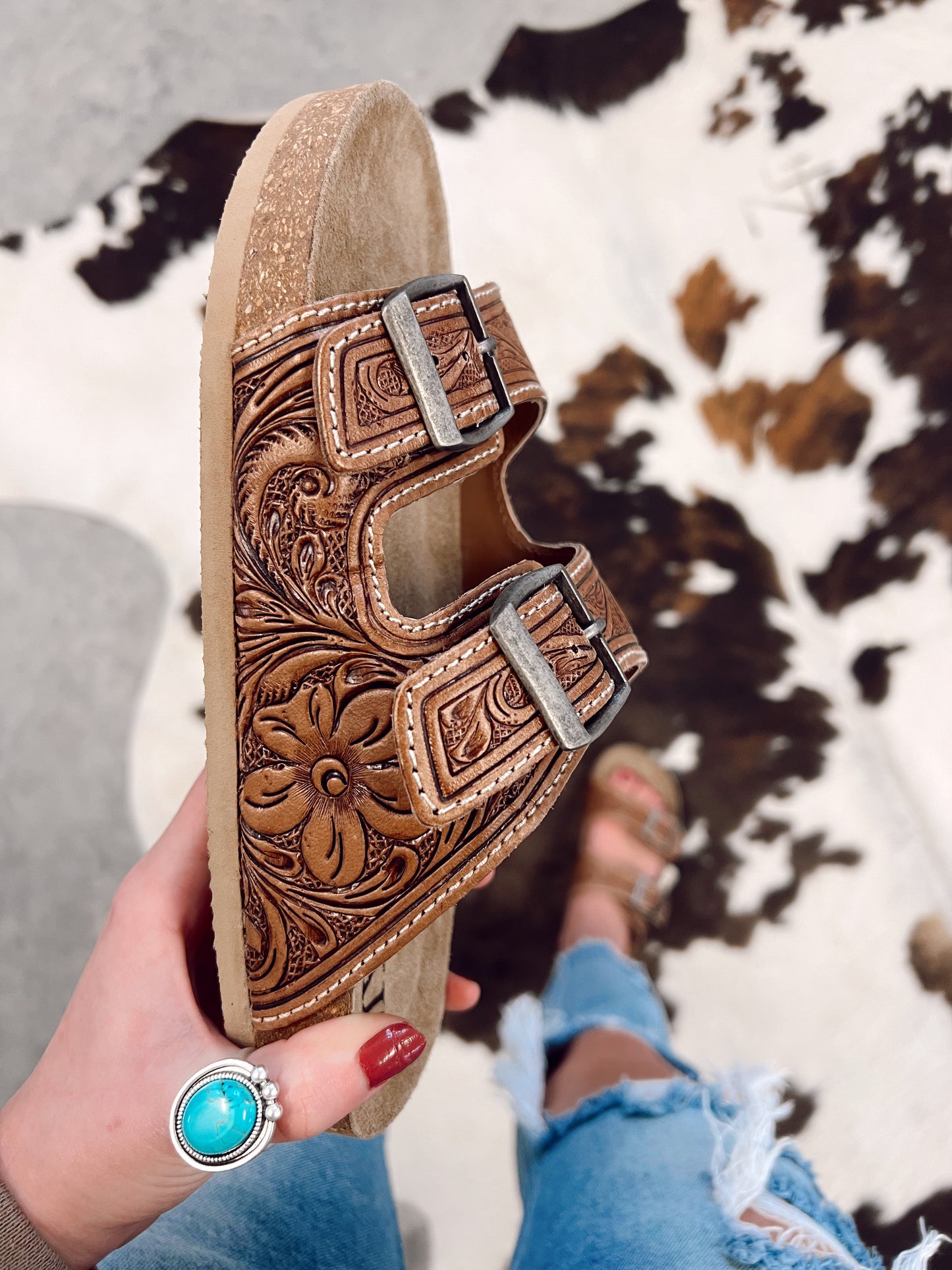 Darla Trail Tooled Leather Sandals