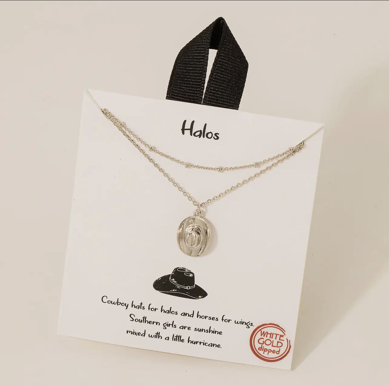 Silver Cowboy Hat Layered Necklace