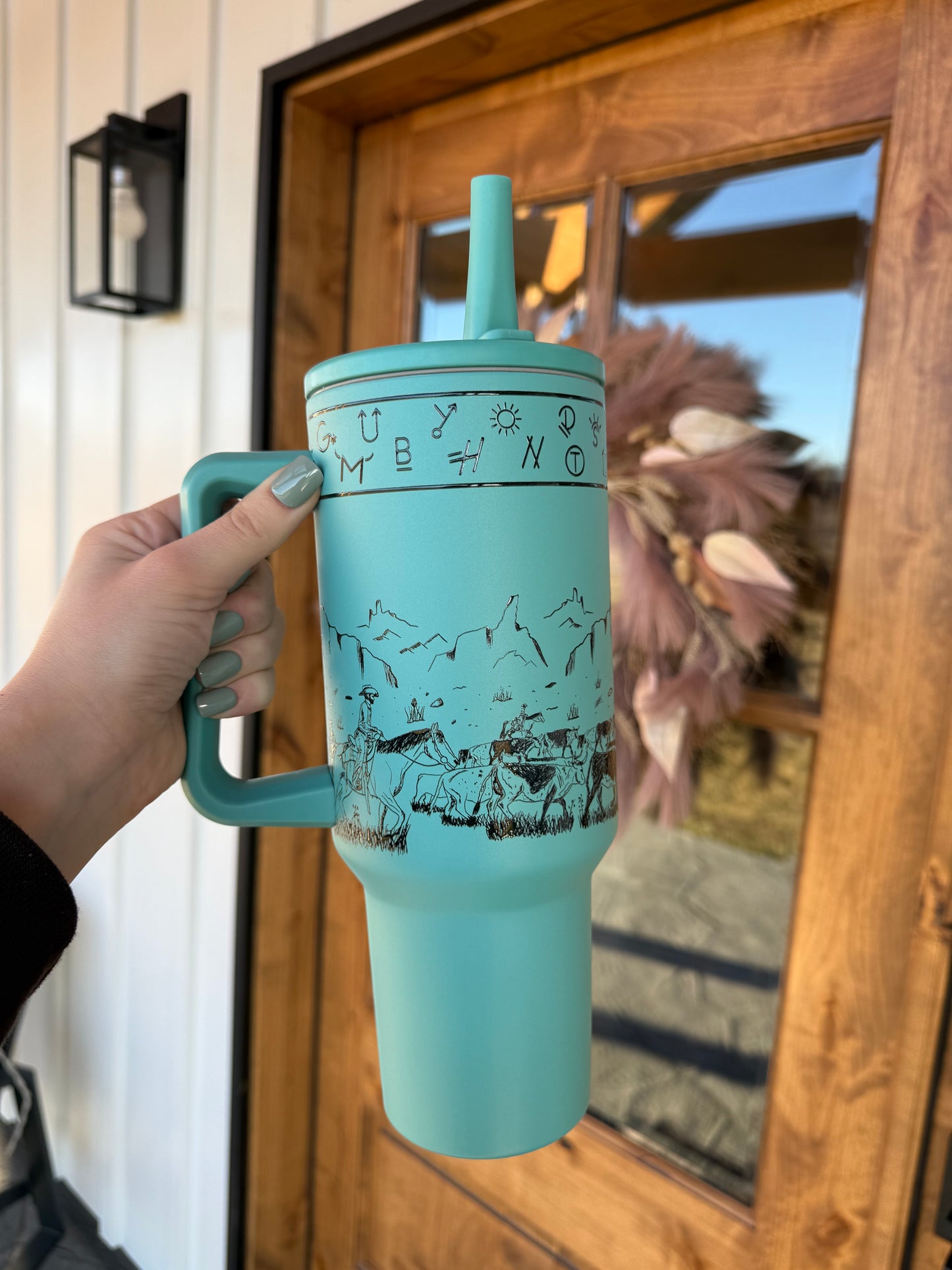 Turquoise Cattle Drive 40 oz Tumbler