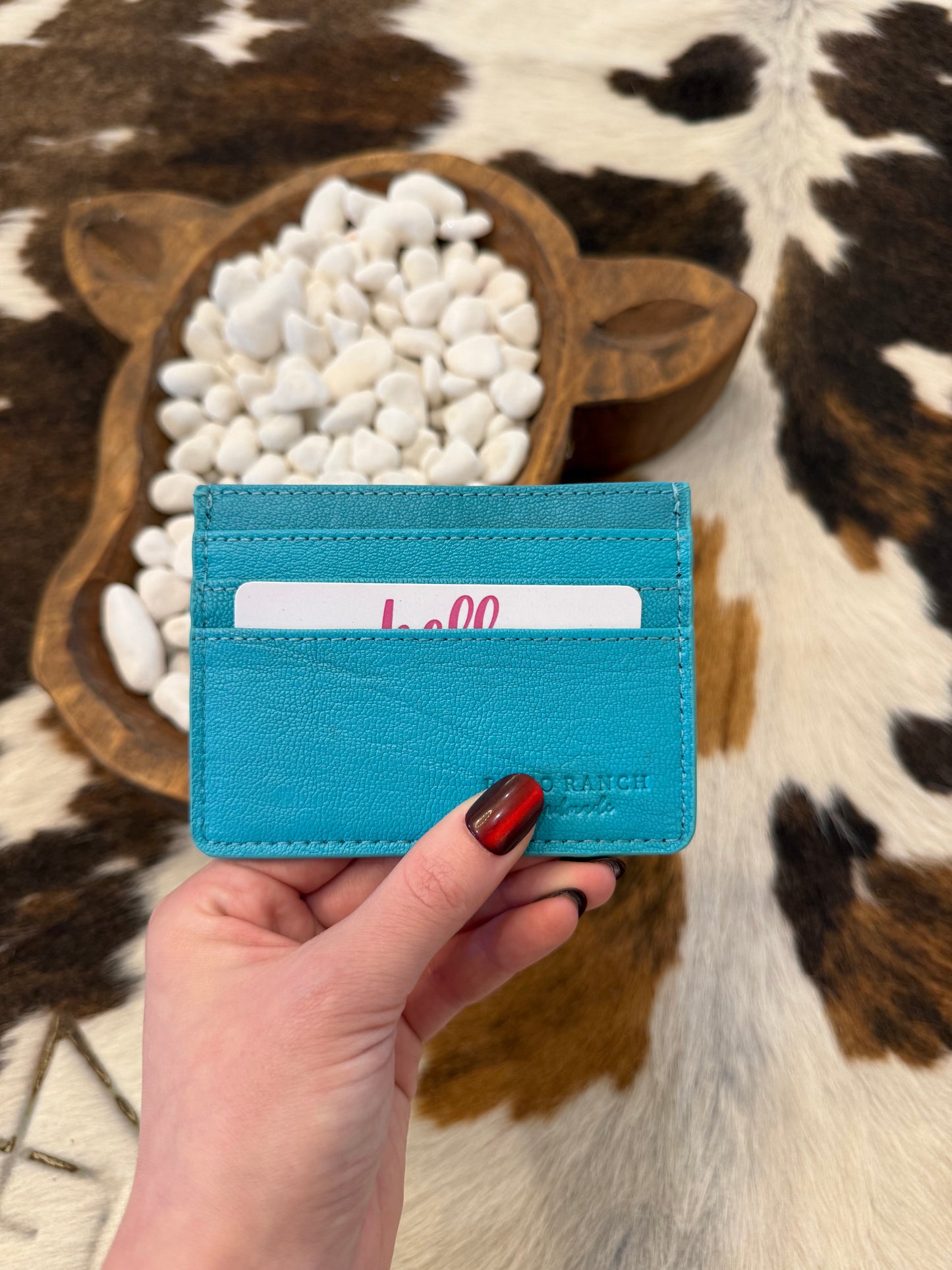 Turquoise Boot Stitch Card Holder