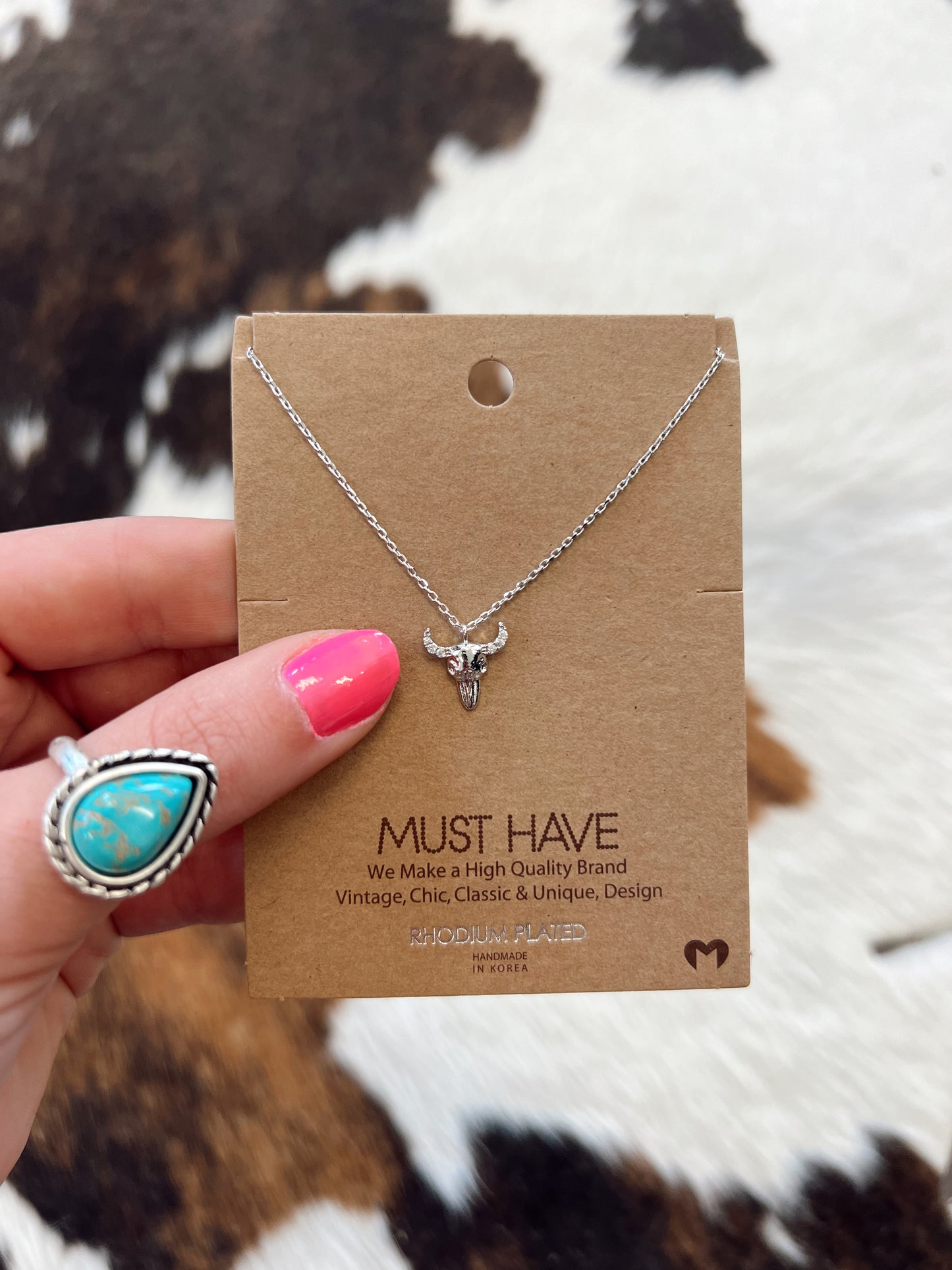 Buffalo Skull Necklace - Silver
