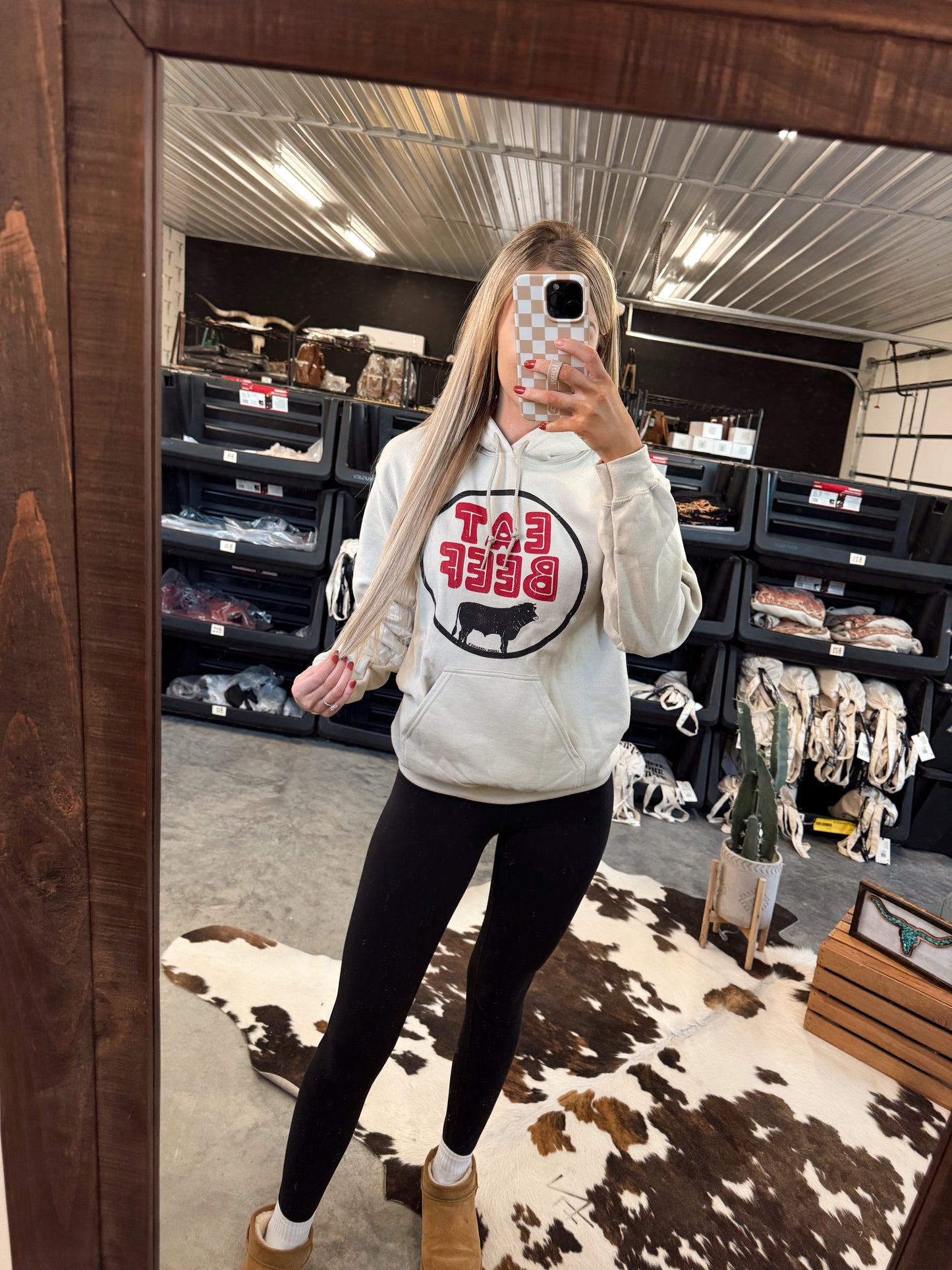 Eat Beef Hoodie (Cream) - XL left