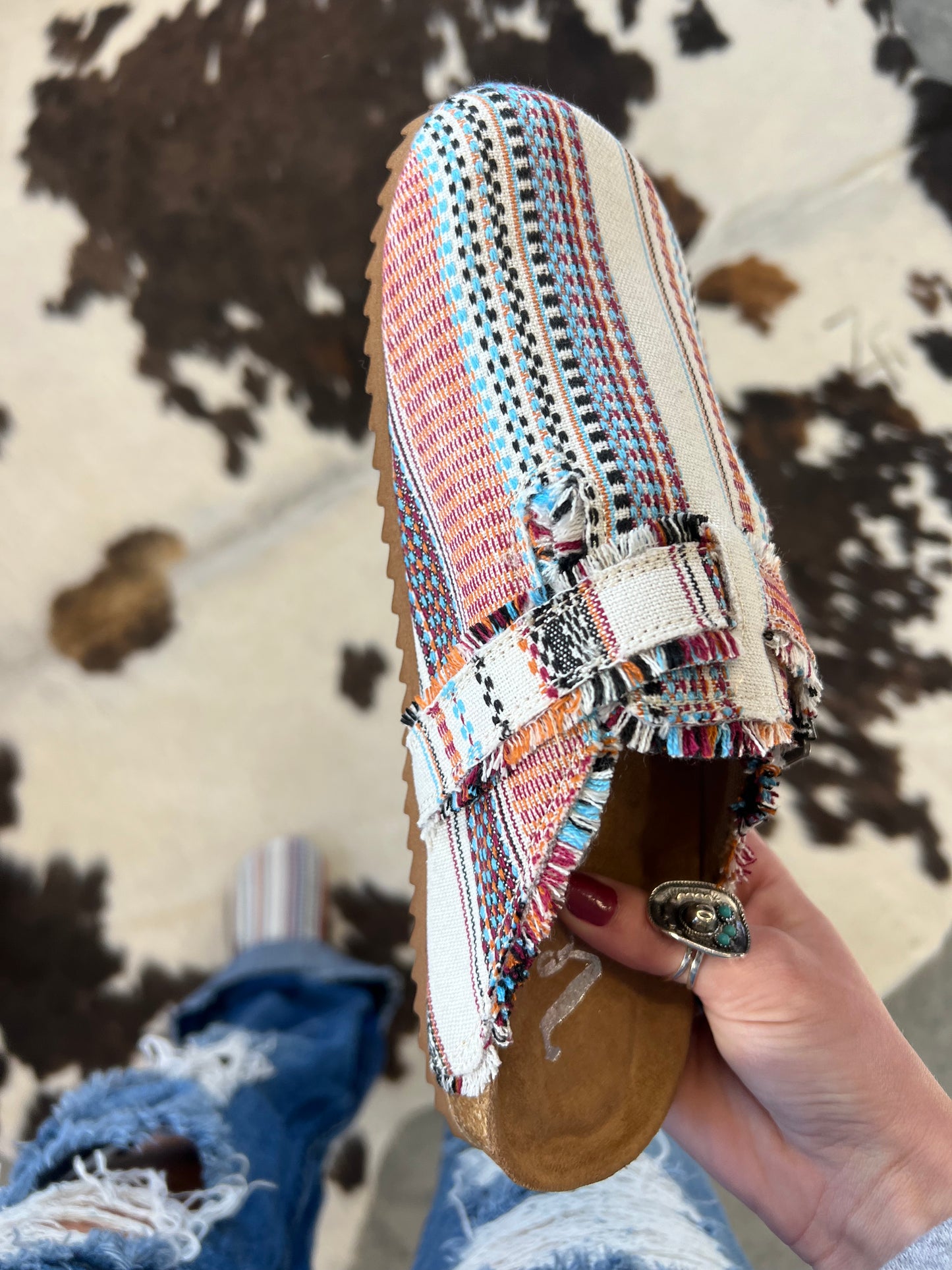 Picnic Cream Multi Slide On Shoe