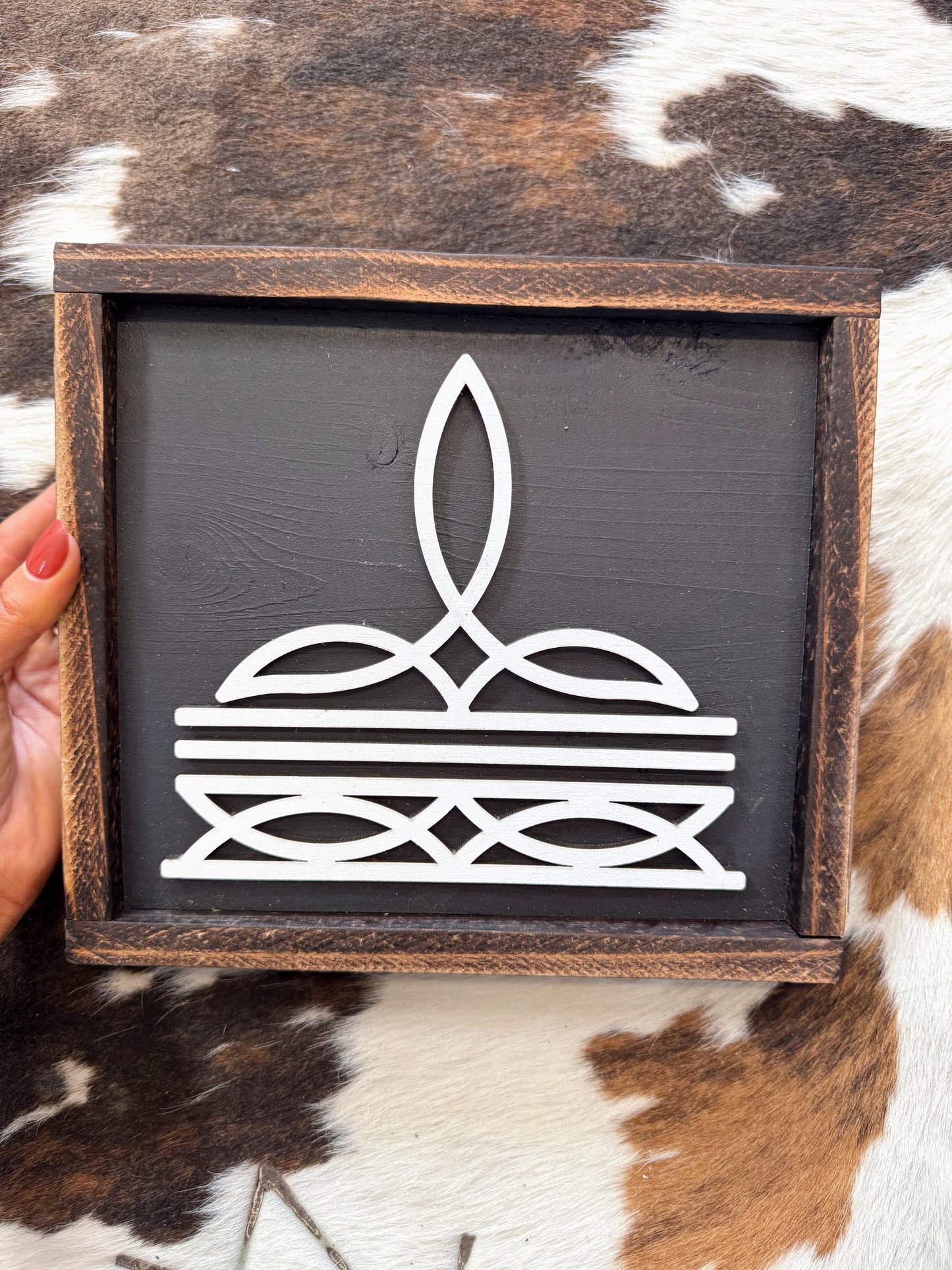 Boot Stitch Wood Sign