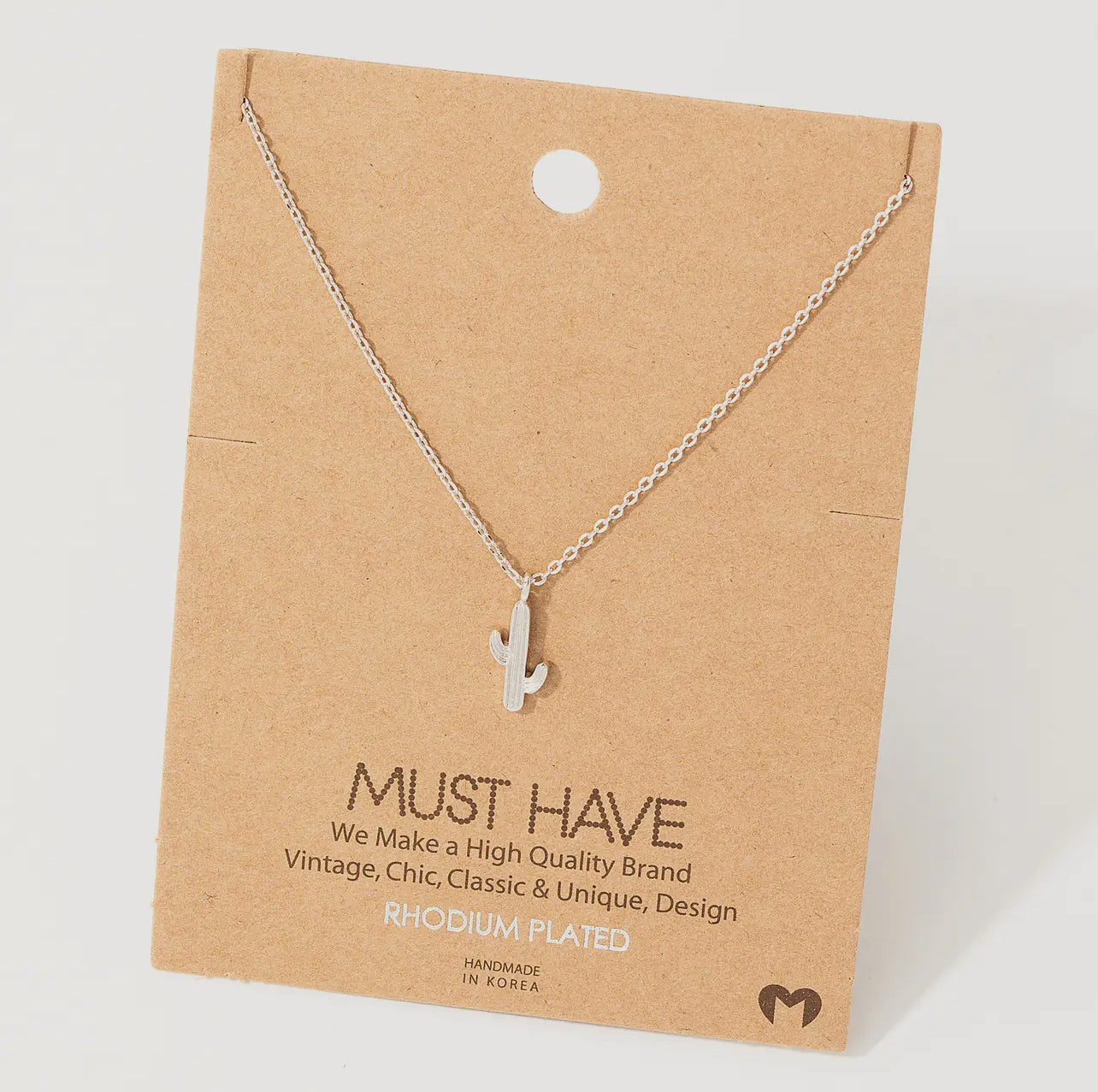 Silver Saguaro Cactus Necklace