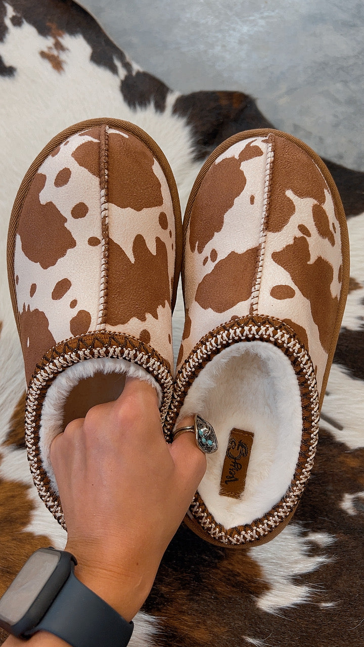 Bruin Cow Print Slippers