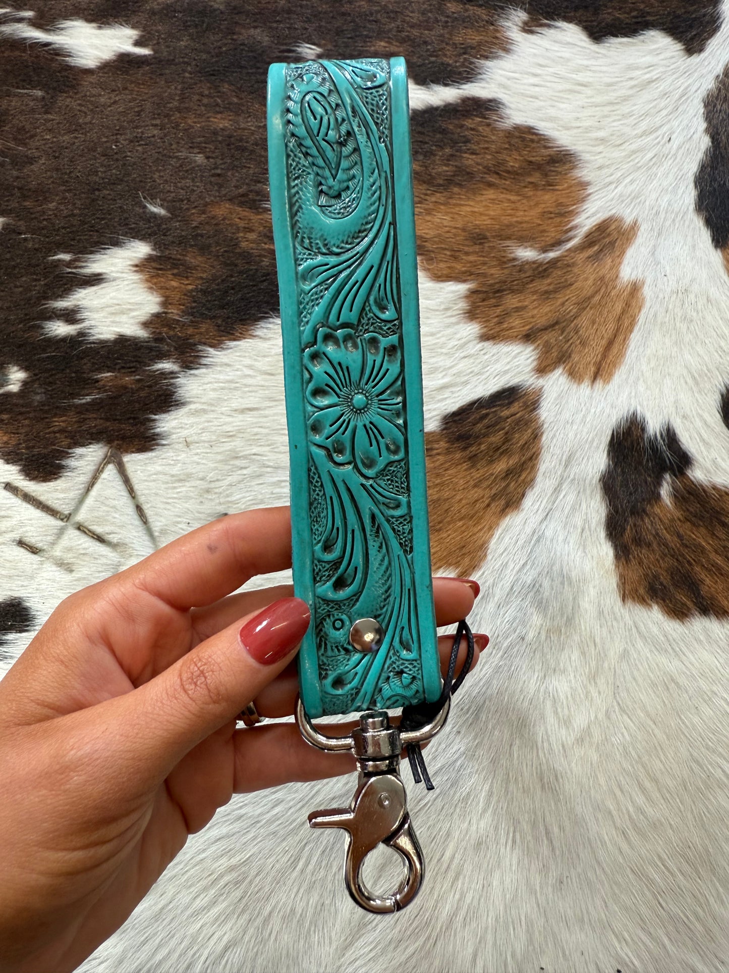 Turquoise Tooled Keychain