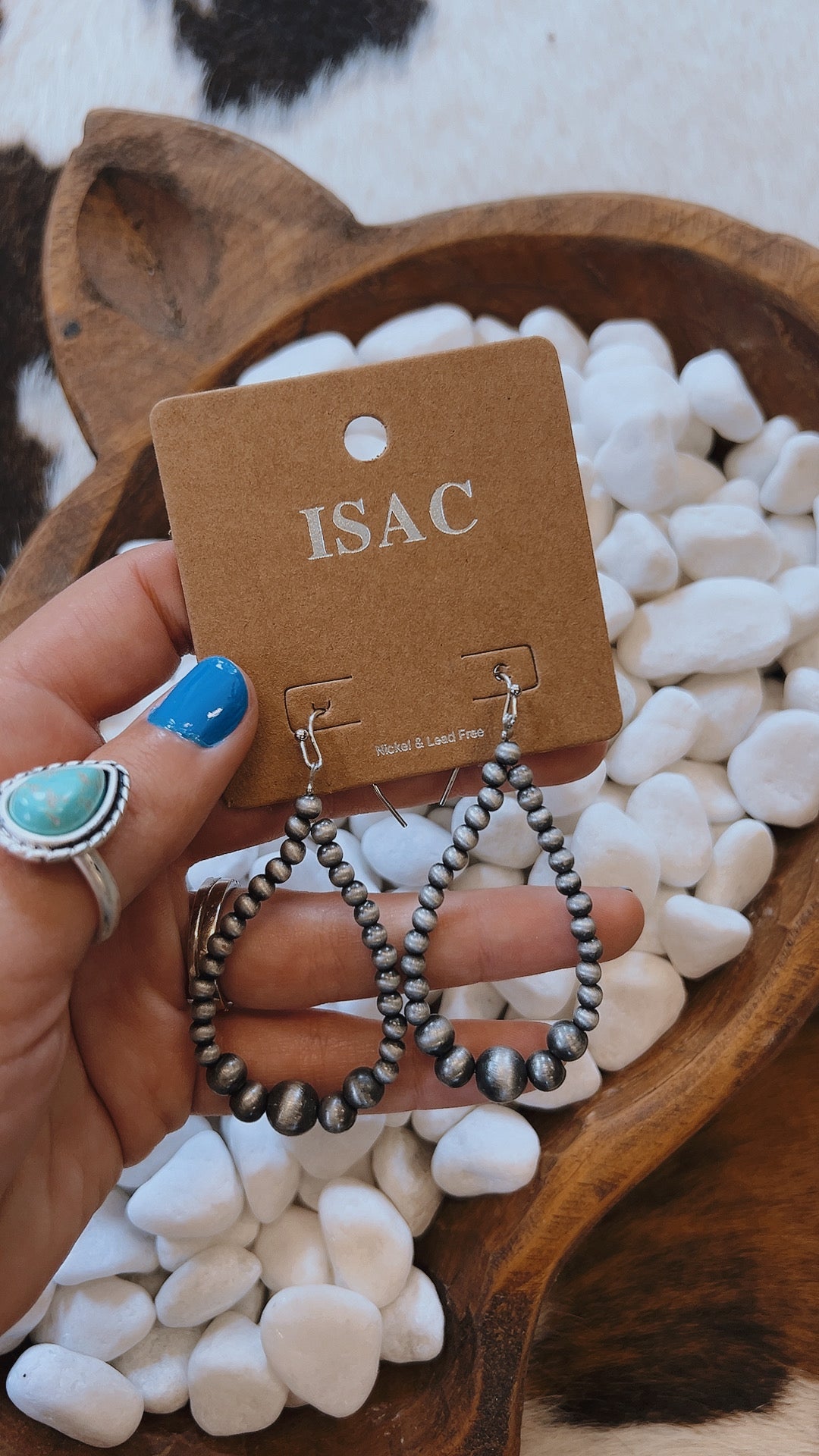 Teardrop Silver Beaded Earrings