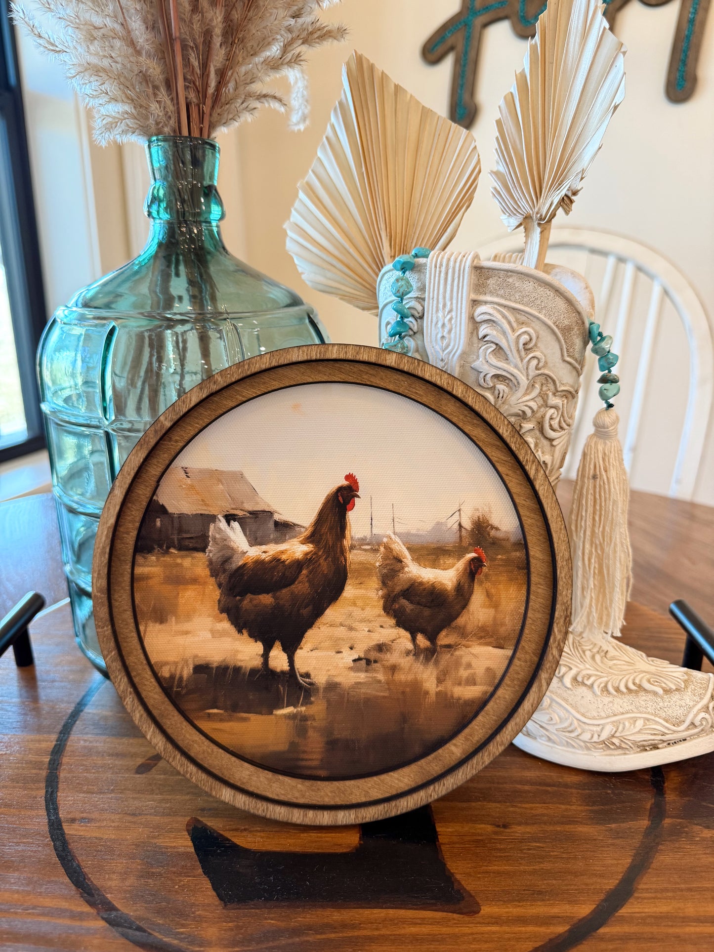 Round Chickens Framed Art