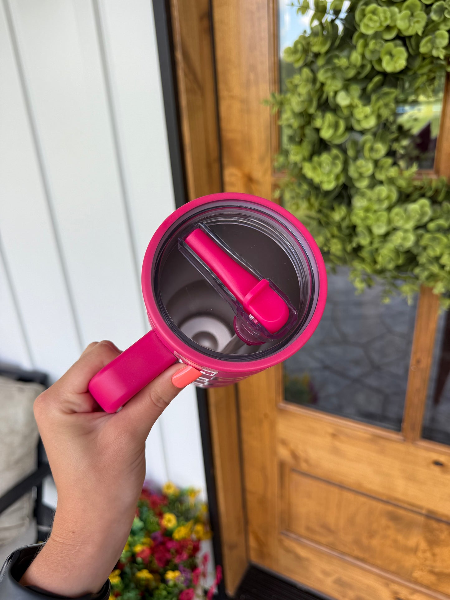 Pink Checkered Calf Tumbler (40 oz)