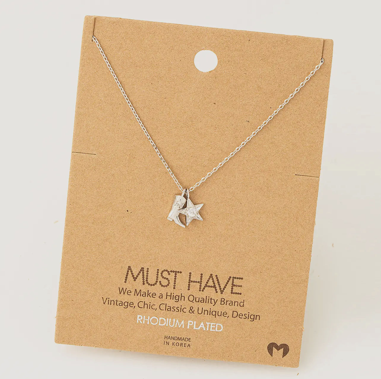 Silver Boot & Star Necklace