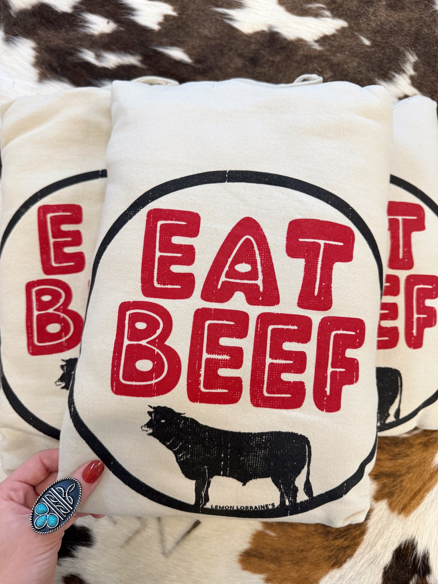 Eat Beef Hoodie (Cream) - XL left