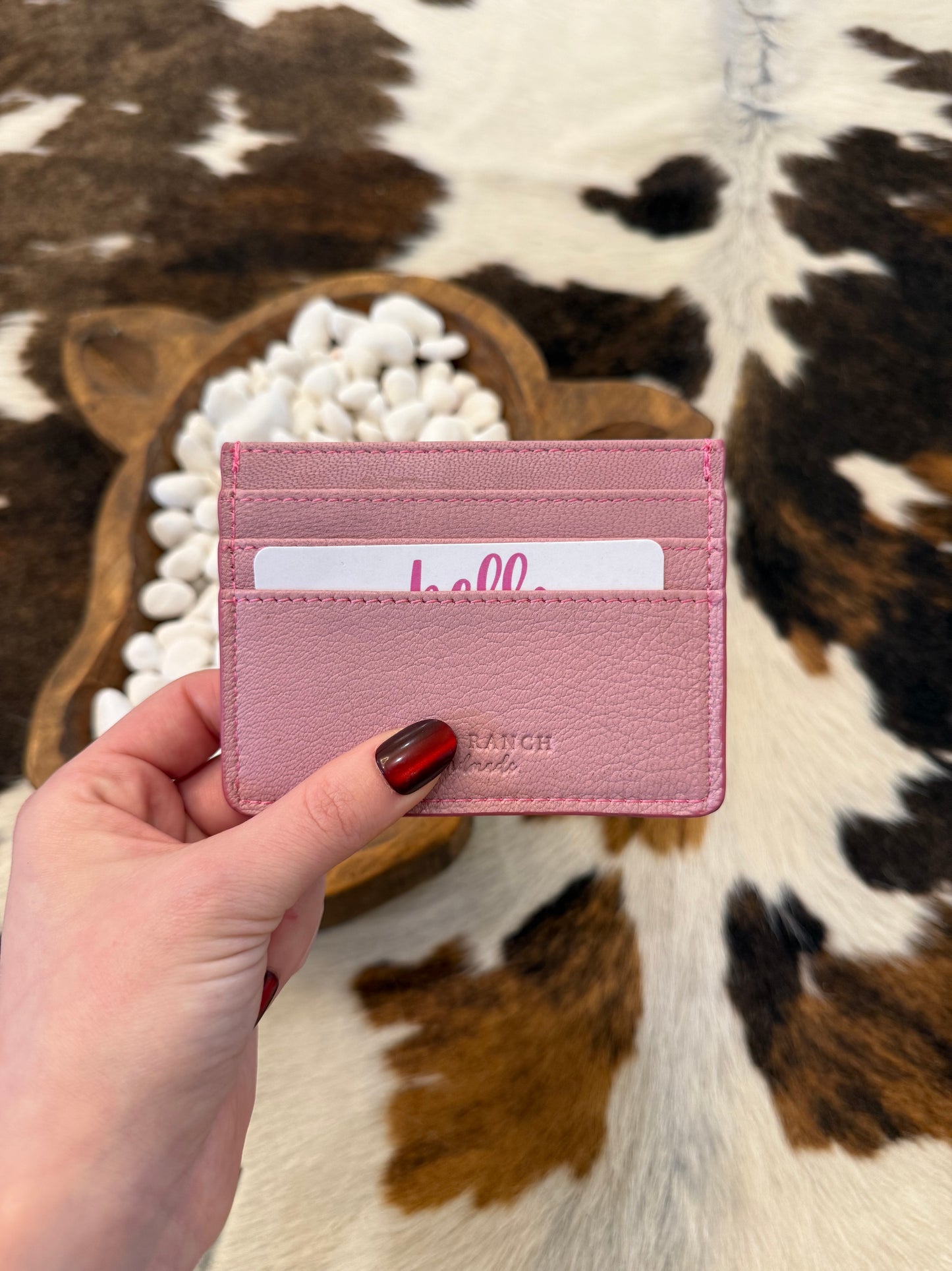 Pink Boot Stitch Card Holder