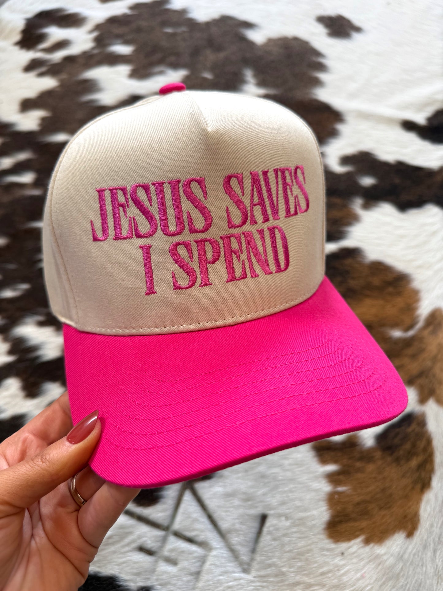 Jesus Saves I Spend Embroidered Trucker Hat
