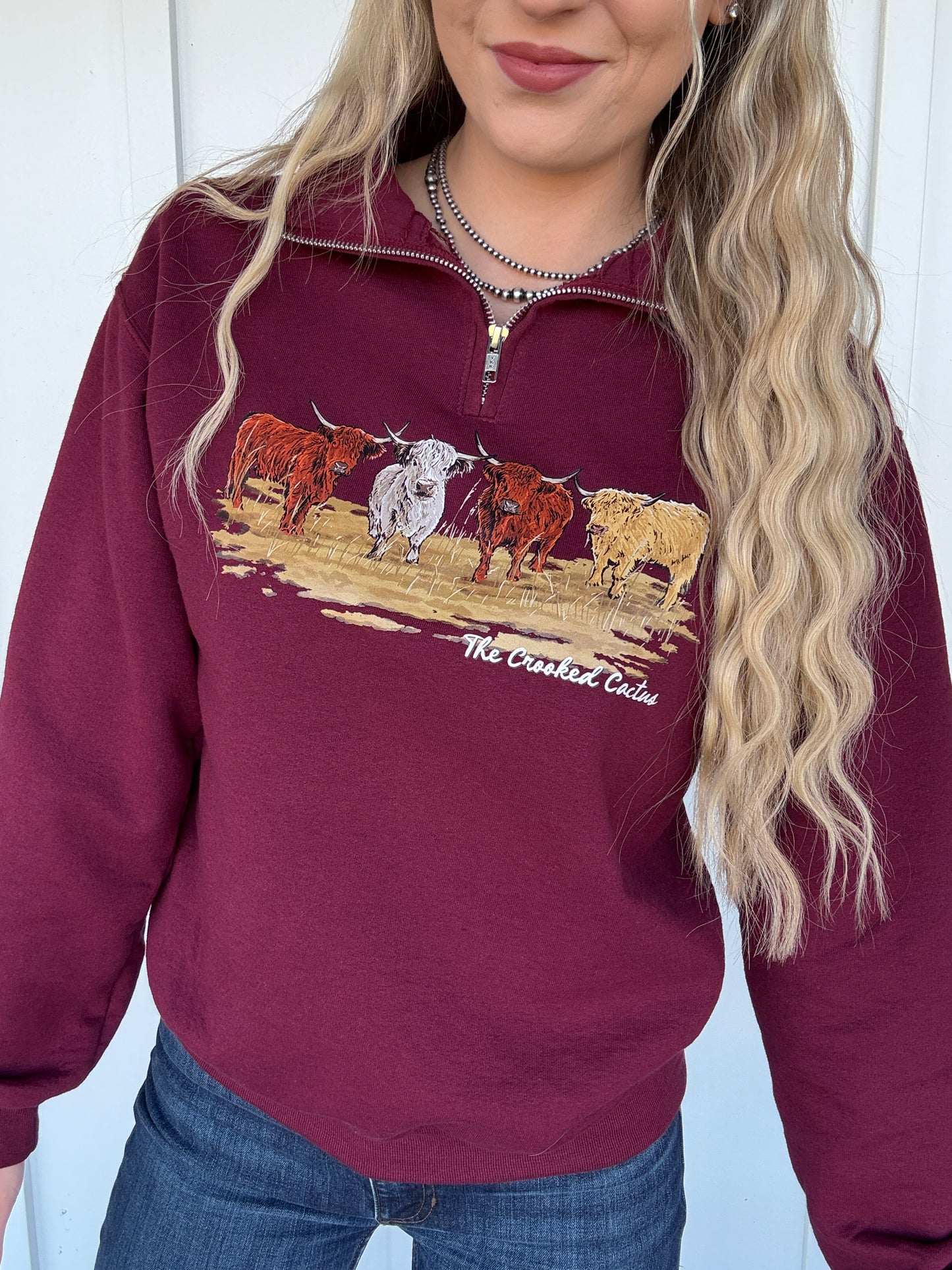 Fall Highland Herd Quarter Zip (Maroon)