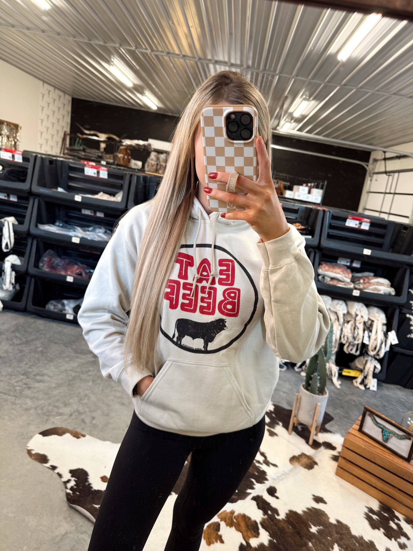 Eat Beef Hoodie (Cream) - XL left