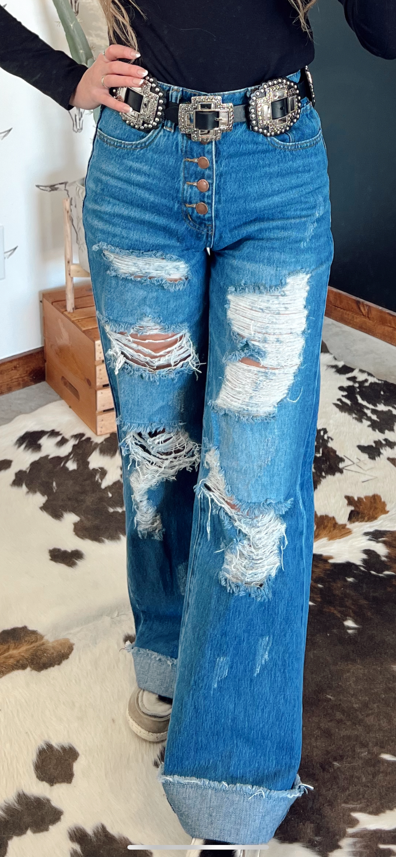 Tourniquet Wide Leg Jeans