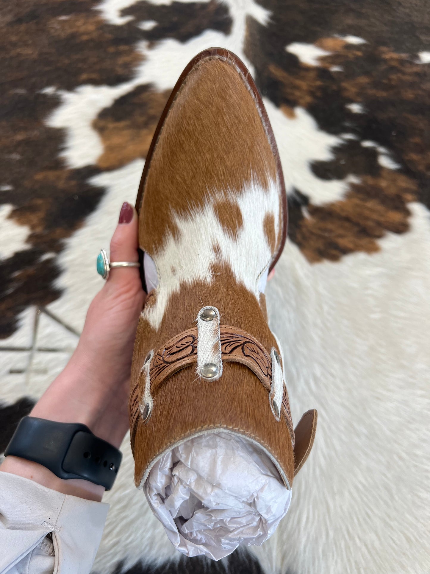 Cora Jo Caramel Hide Booties