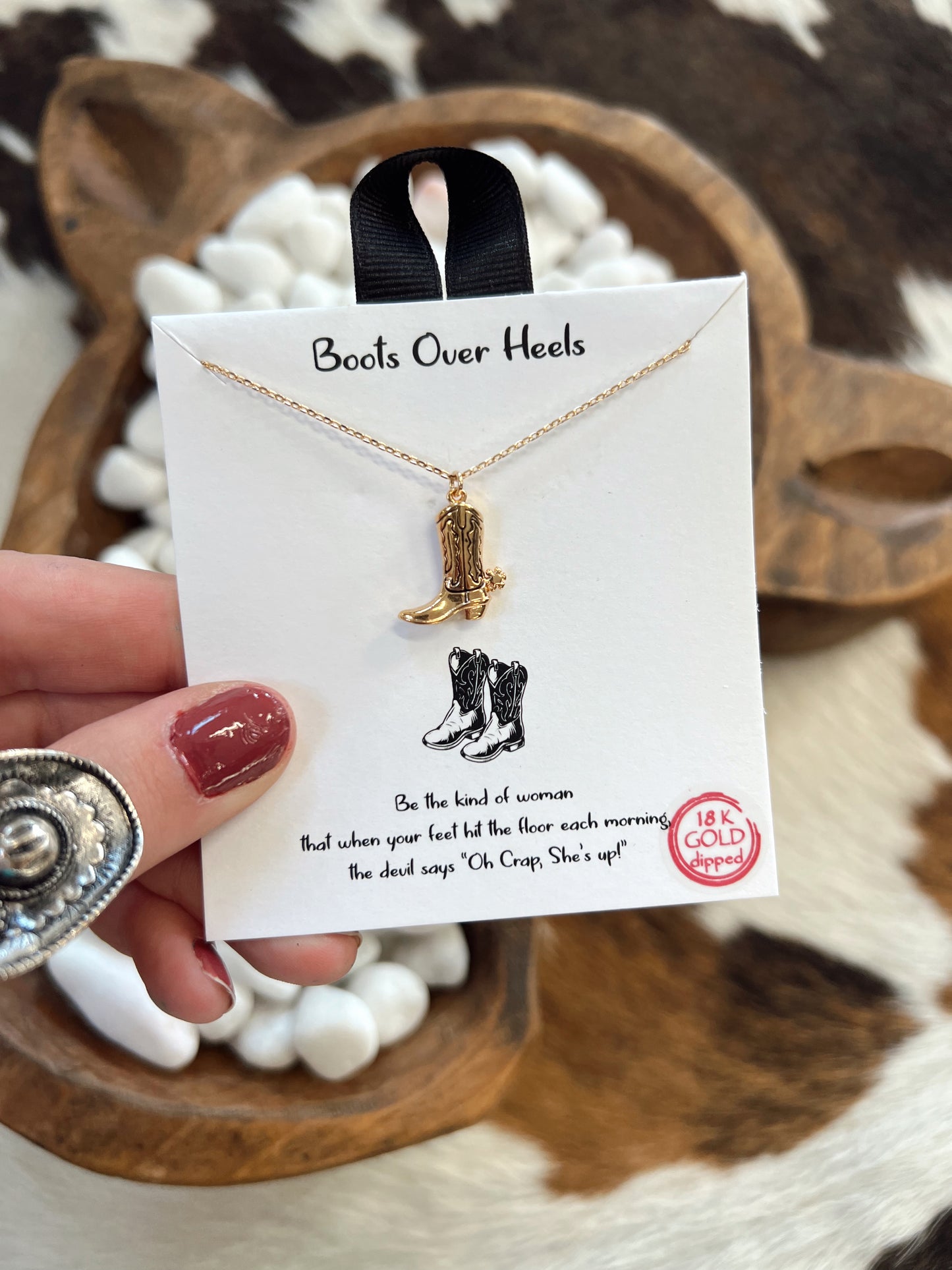 Gold Cowboy Boot Necklace