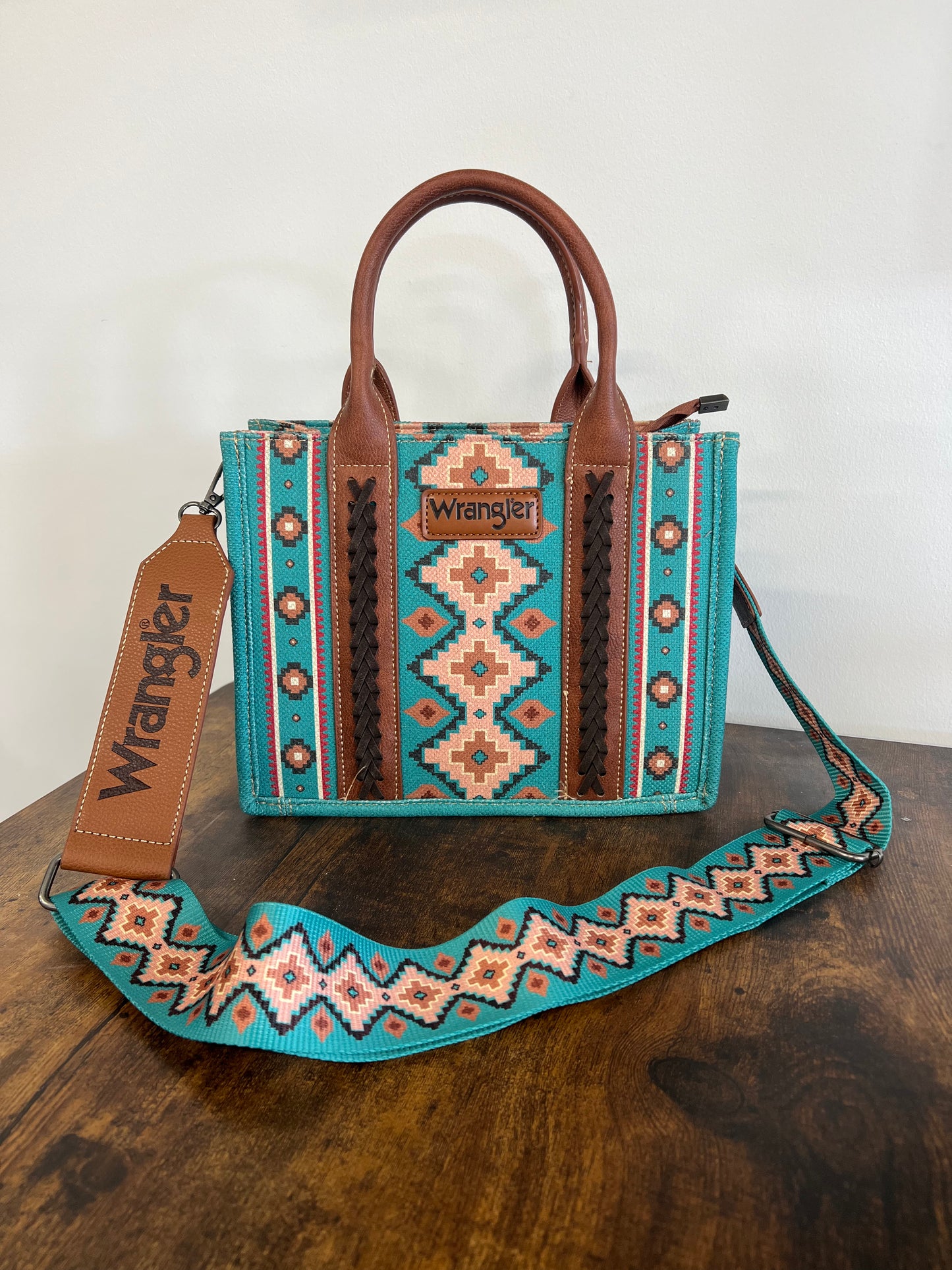 Turquoise Southwest Wrangler Tote - Small
