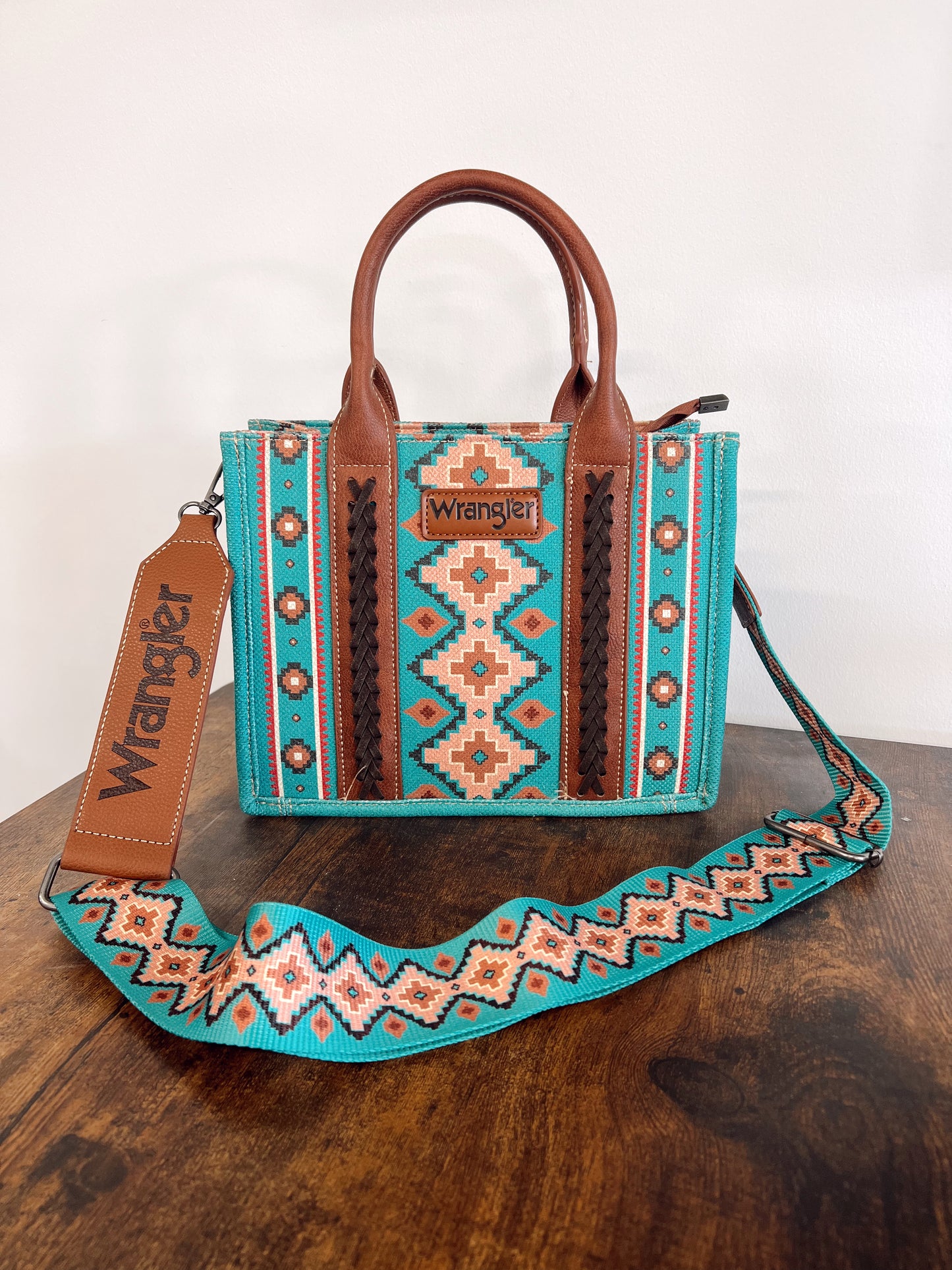 Turquoise Southwest Wrangler Tote - Small