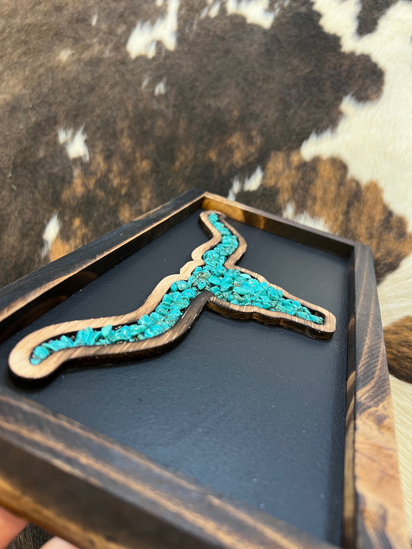 Turquoise Longhorn Wall Decor - Black