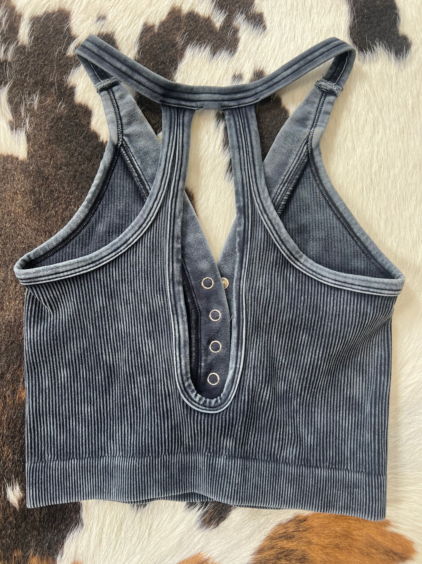 Summer Nights Cropped Tank - Ash Black