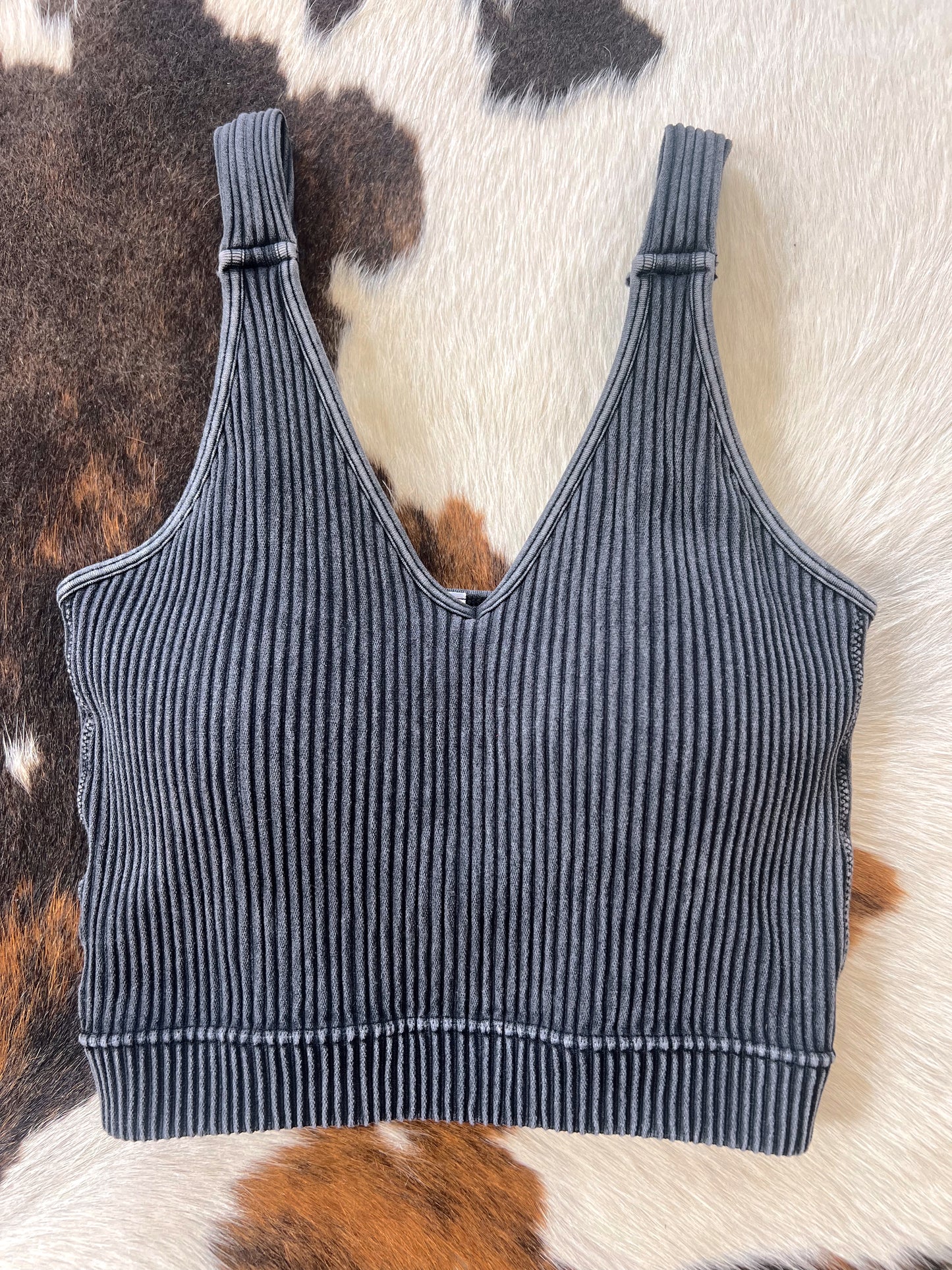 Hailey Padded Crop Tank - Ash Black