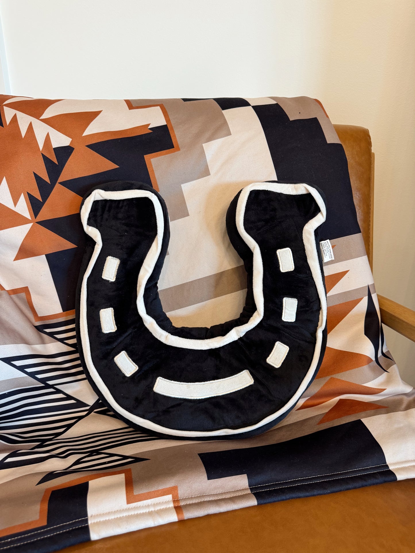 Black Horseshoe Pillow