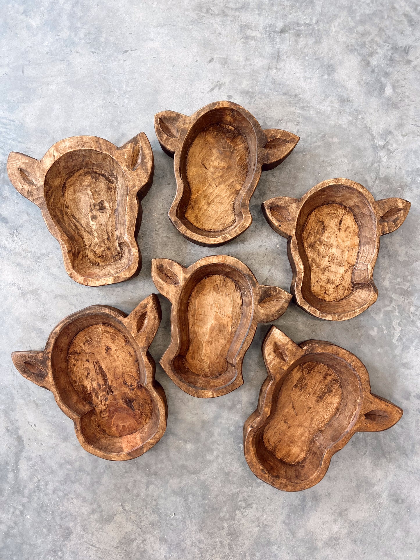 Cow Head Wood Dough Bowl