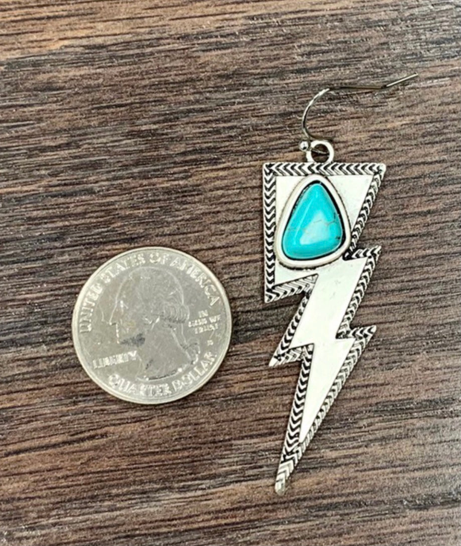 Lightning Bolt Turquoise Earrings