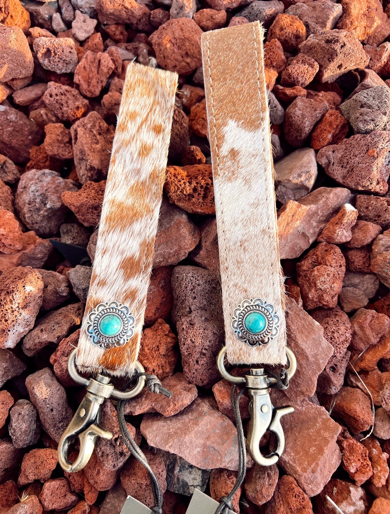 Brown Cowhide Keychains
