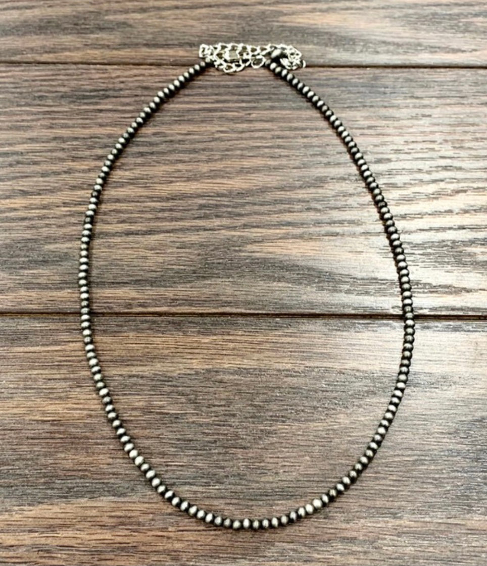 20” Silver Beaded Necklace – The Crooked Cactus Boutique