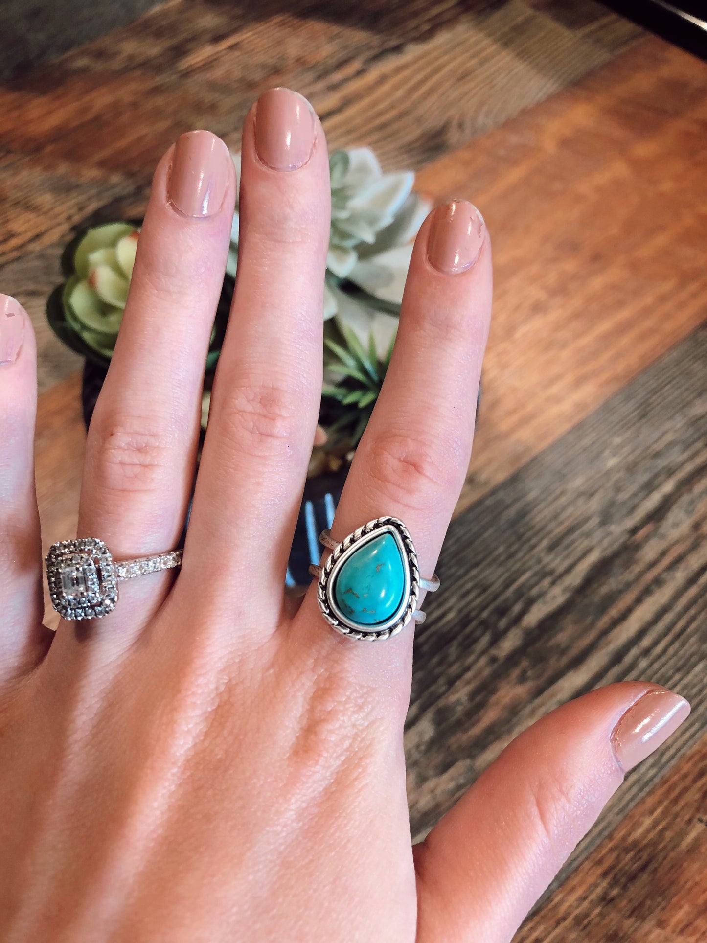 Adjustable Teardrop Turquoise Ring