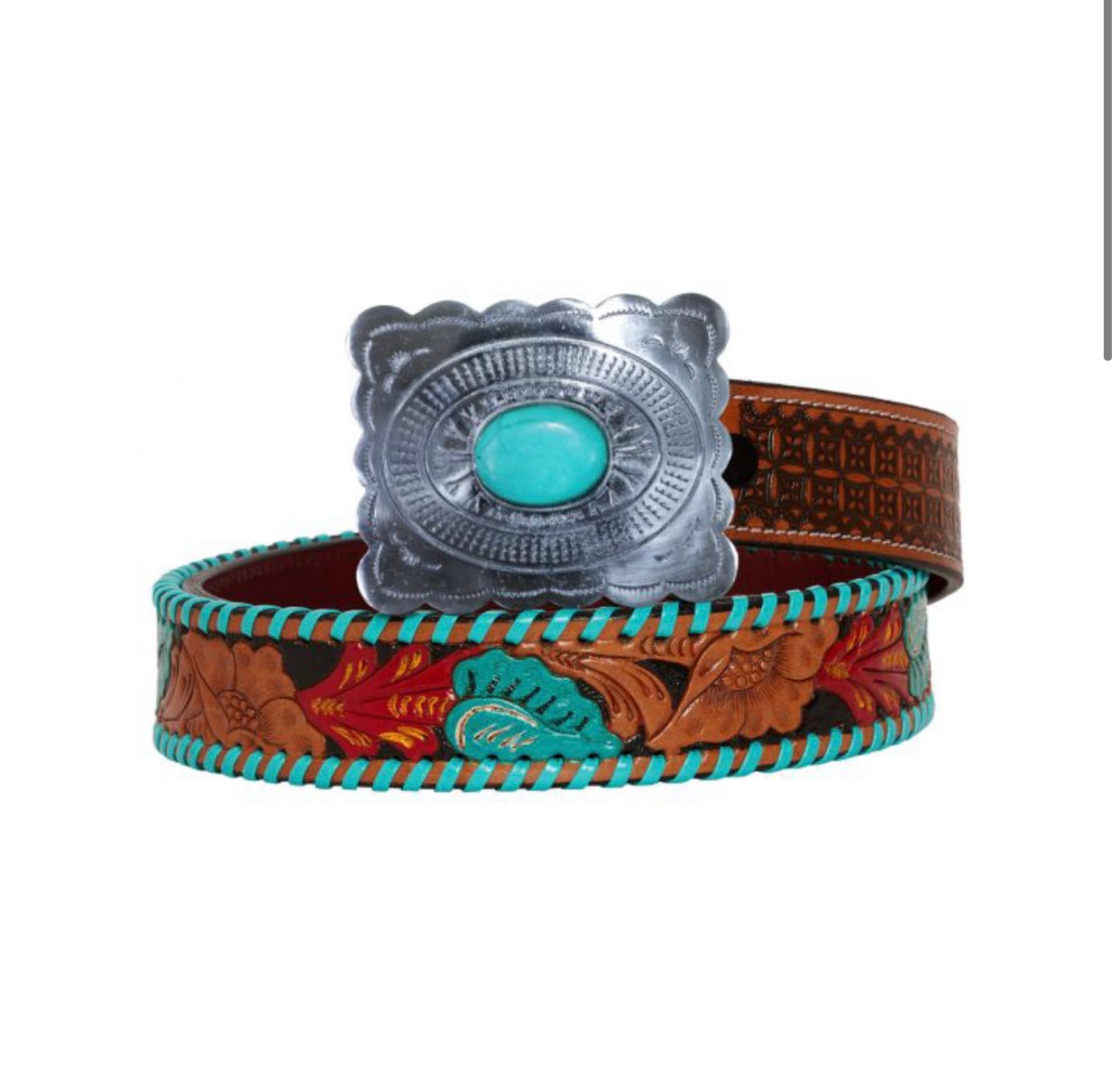 Paisley Tooled Leather Belt