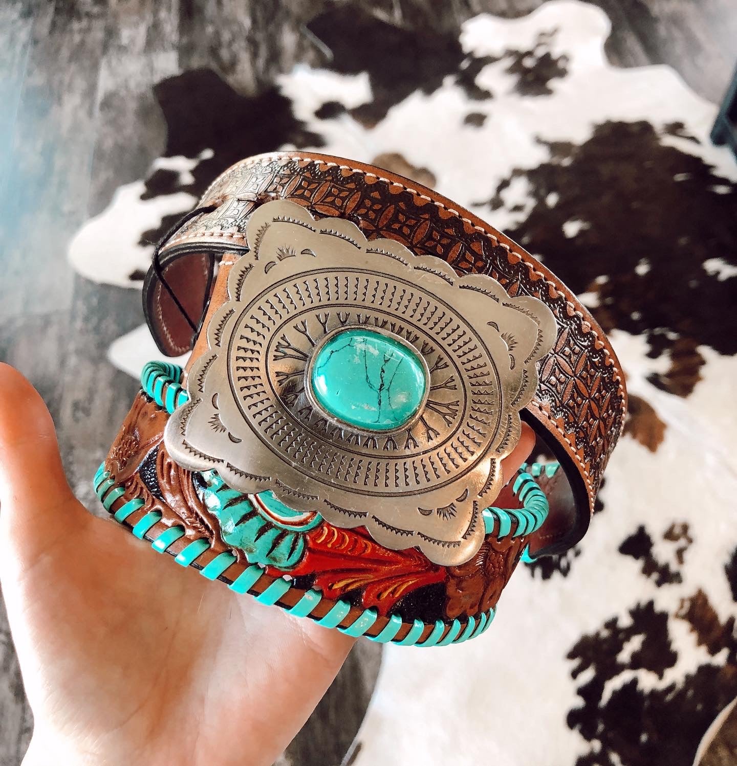 Paisley Tooled Leather Belt