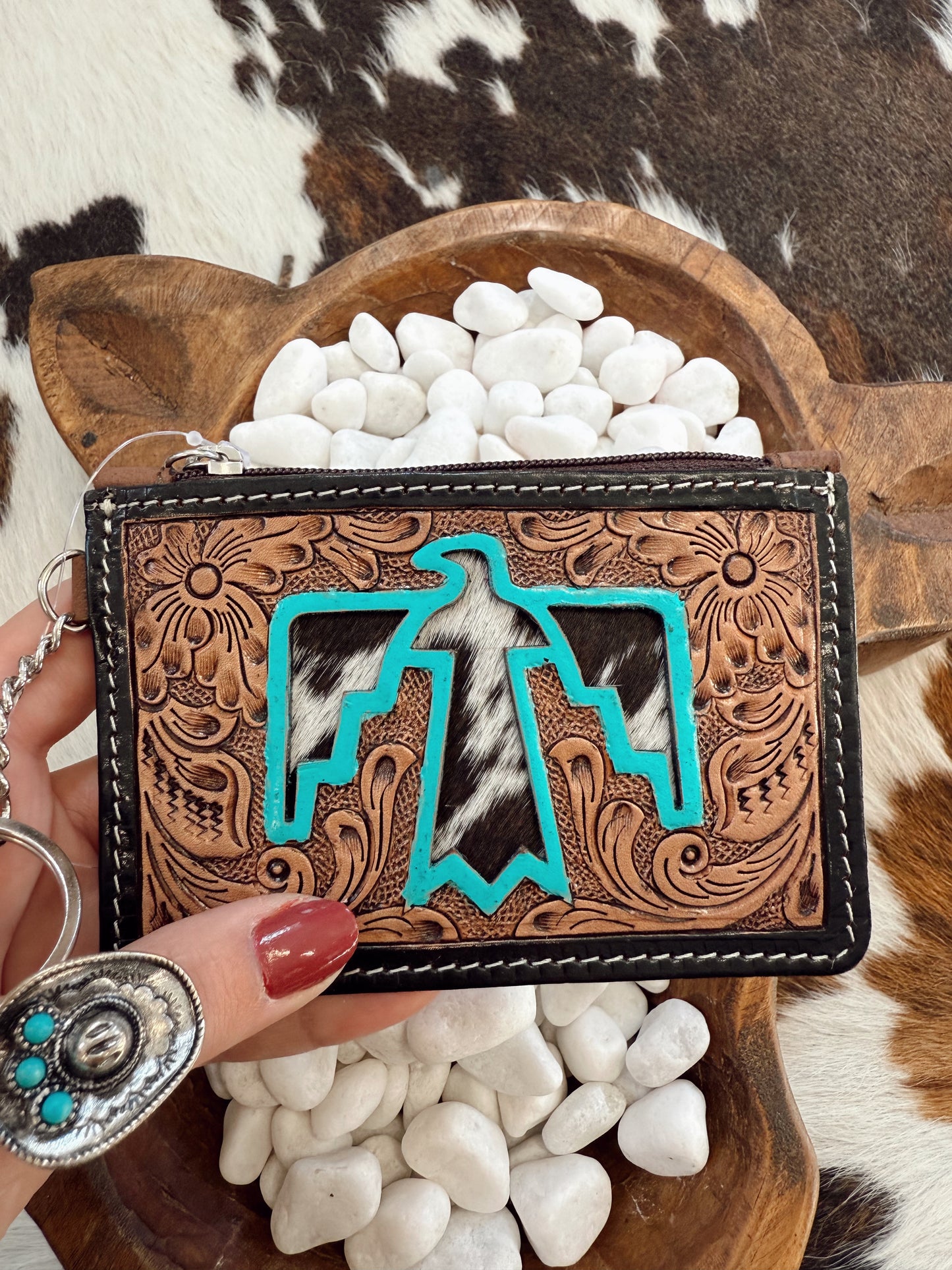 Thunderbird Cowhide Card Holder Wallet