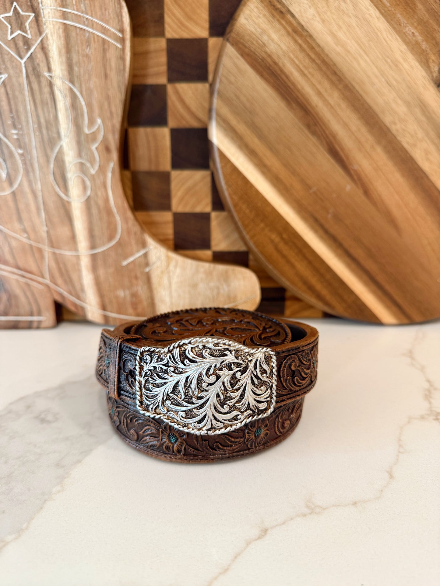 Belt Buckle Coaster Set