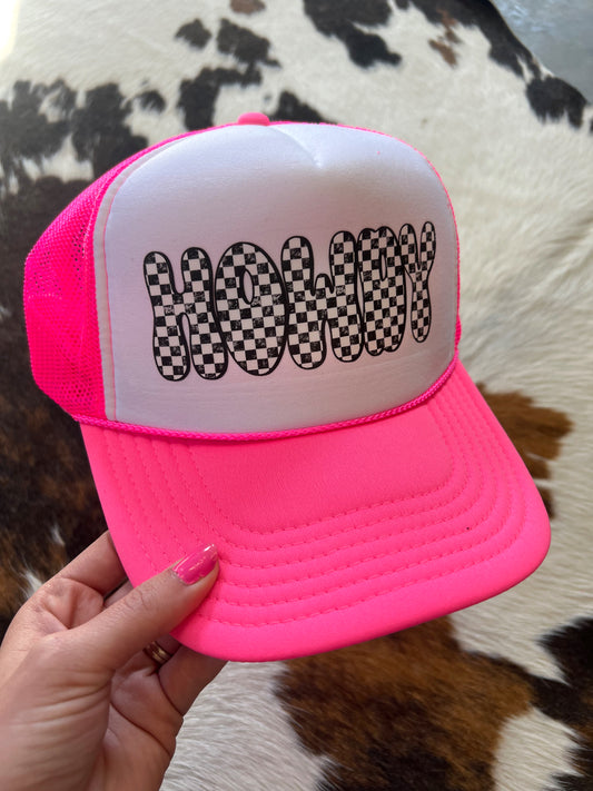 Howdy Checkered Trucker Hat