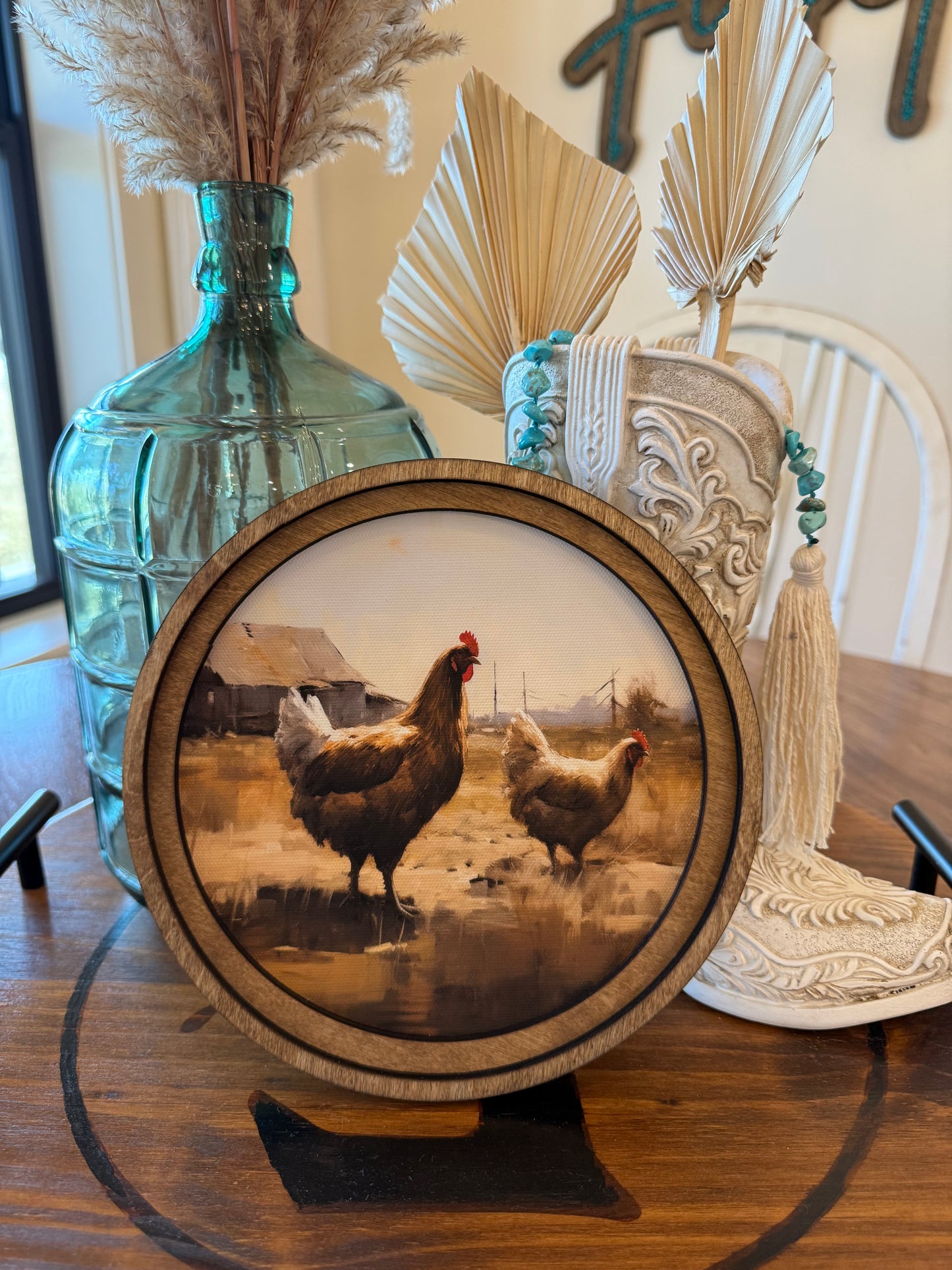 Round Chickens Framed Art