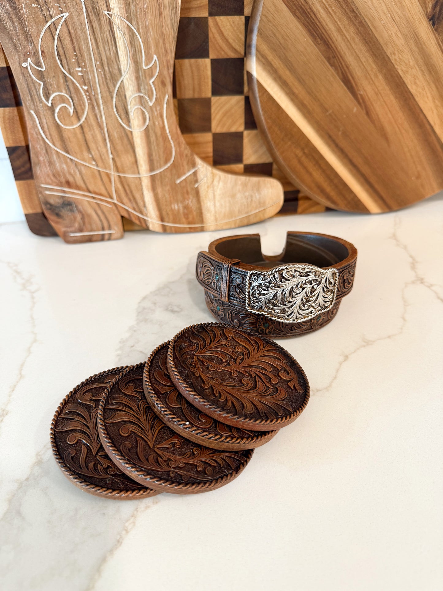 Belt Buckle Coaster Set