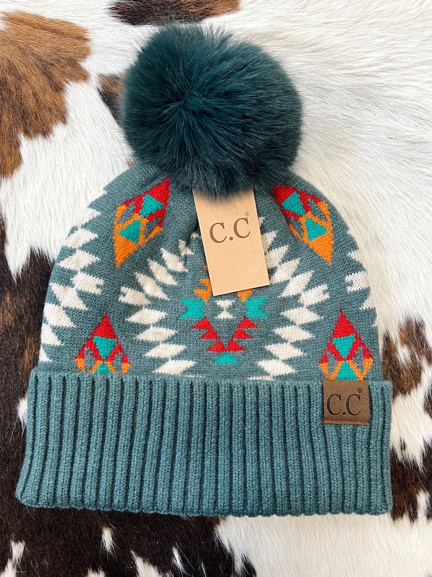 C.C Aztec Beanie - Turquoise