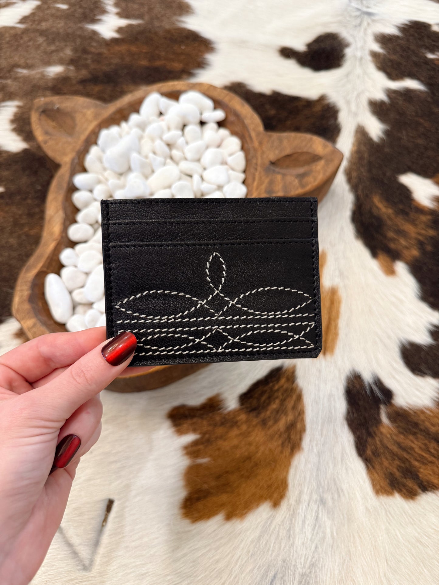 Black Boot Stitch Card Holder