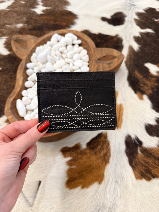 Black Boot Stitch Card Holder