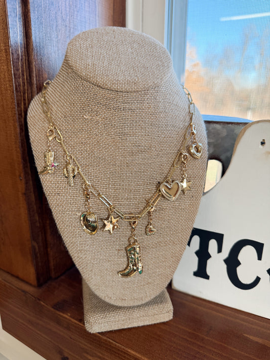 Gold Western Charm Necklace