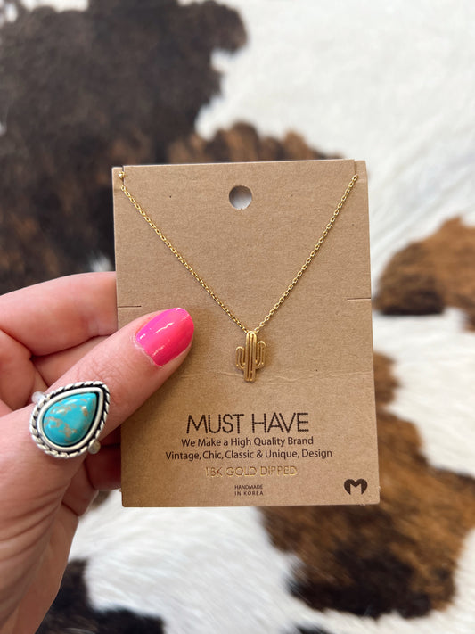 Gold Cactus Necklace