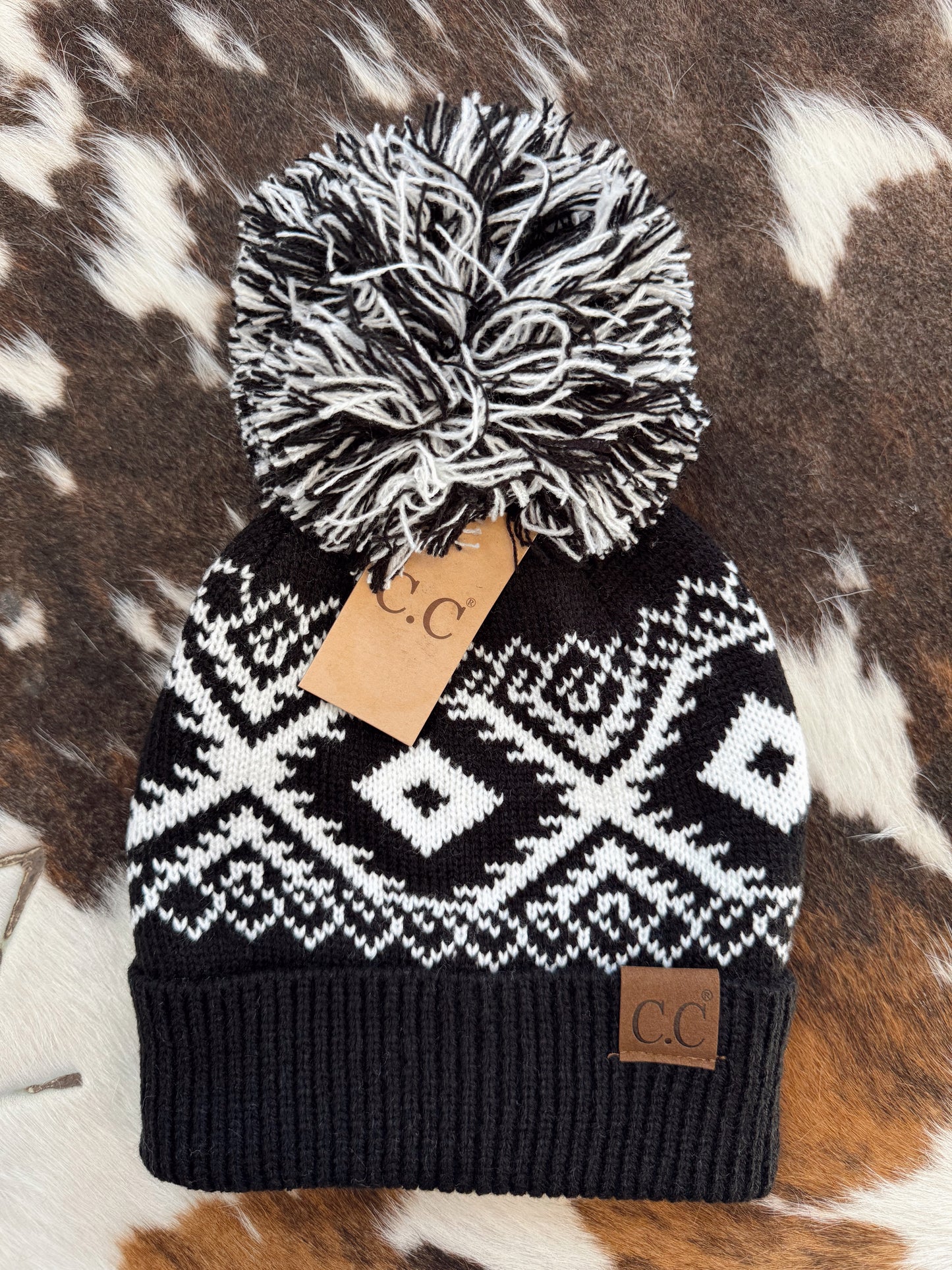 B&W Aztec Pom C.C Beanie