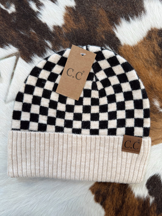 Oatmeal Checkered C.C Beanie